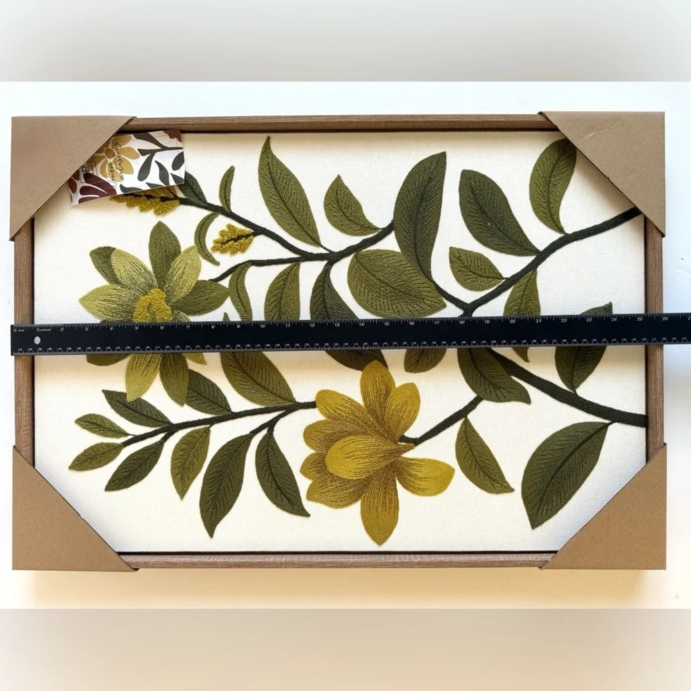 BP Home Botanical Greenish Yellow Floral Wall Art Print